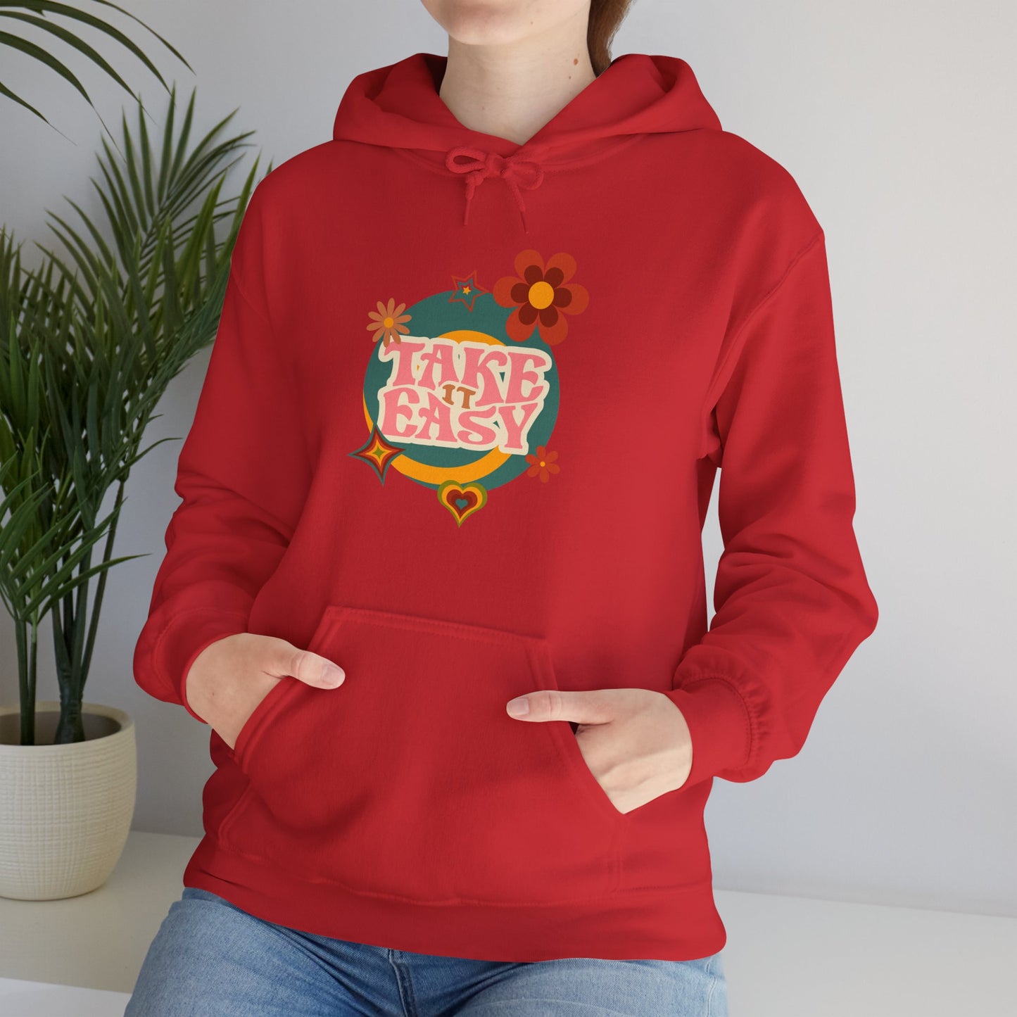 Unisex Heavy Blend™ Retro Vibes Take It Easy Hooded Sweatshirt