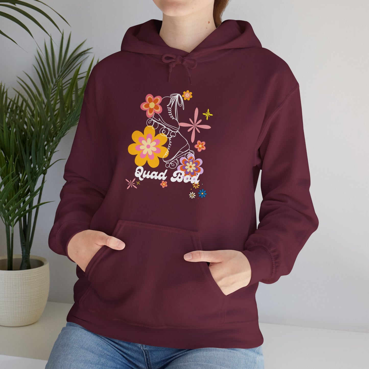 Unisex Heavy Blend™ Quad Bod Retro Vibes Rollerskater Hooded Sweatshirt