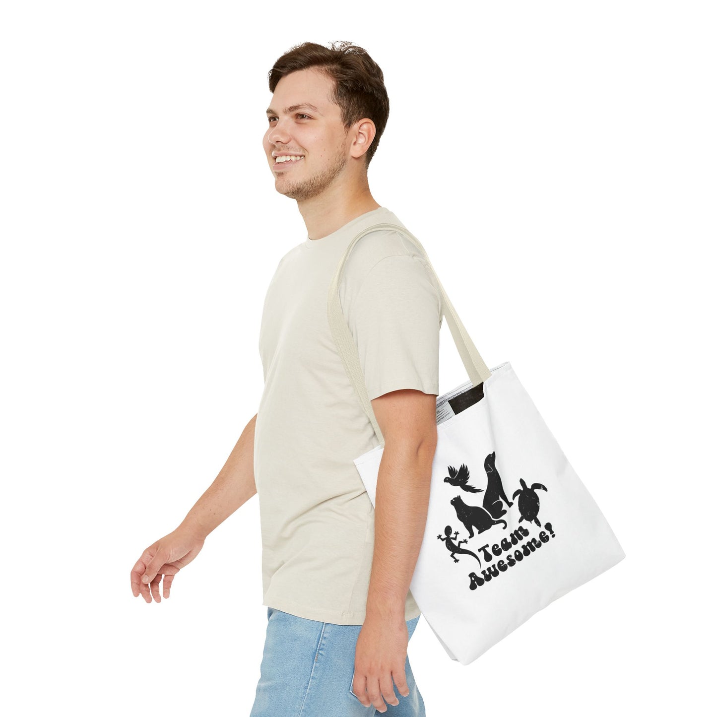 Unisex Animal Lover Lizard Cat Bird Dog Turtle Team Awesome Tote Bag