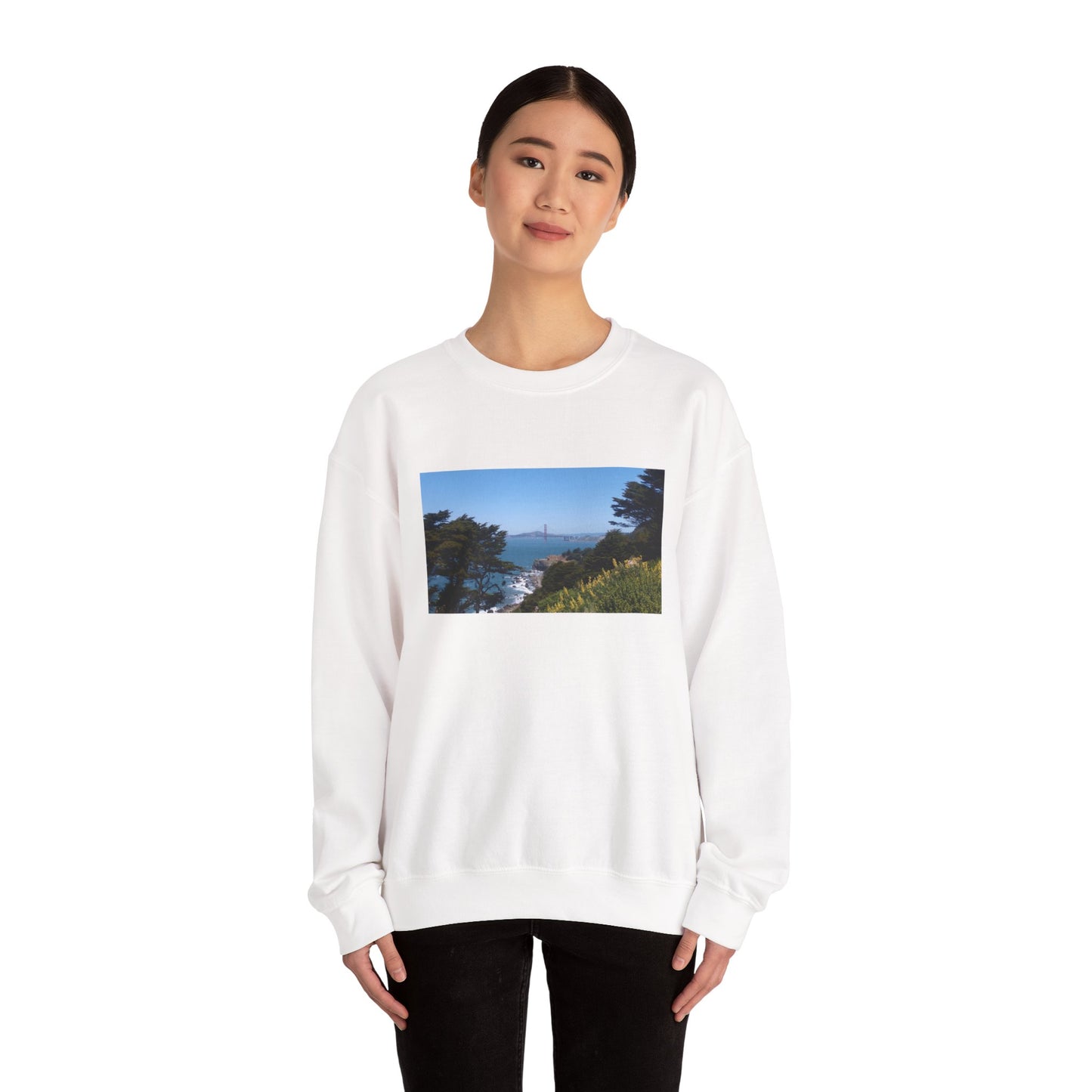 Unisex Travel Sweater, Scenic Lookout, El Camino Del Mar, San Francisco, California, Golden Gate Bridge, Vista, Ocean Views, Beautiful Blue