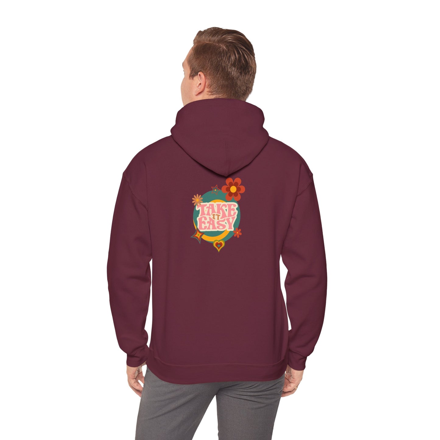 Unisex Heavy Blend™ Retro Vibes Take It Easy Hooded Sweatshirt