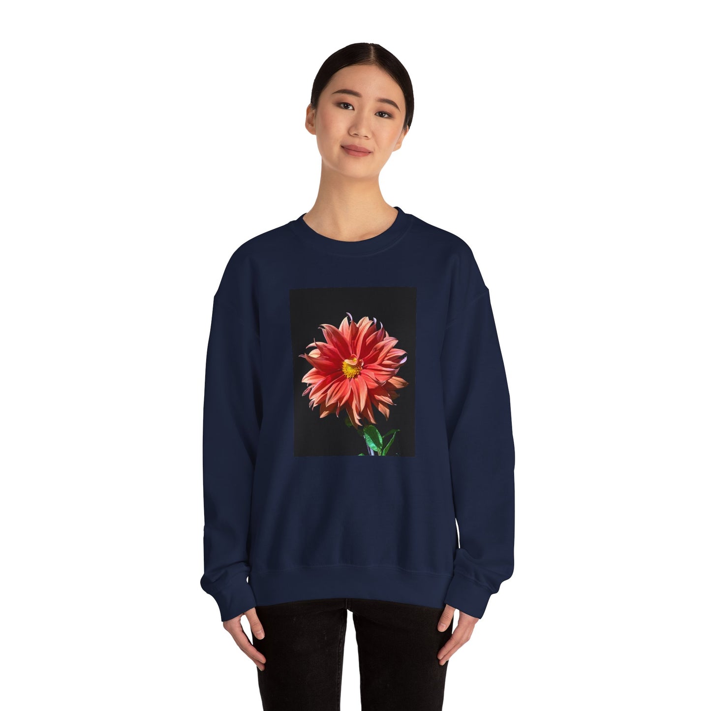 Unisex Heavy Blend™ Crewneck Dahlia Flower Sweatshirt