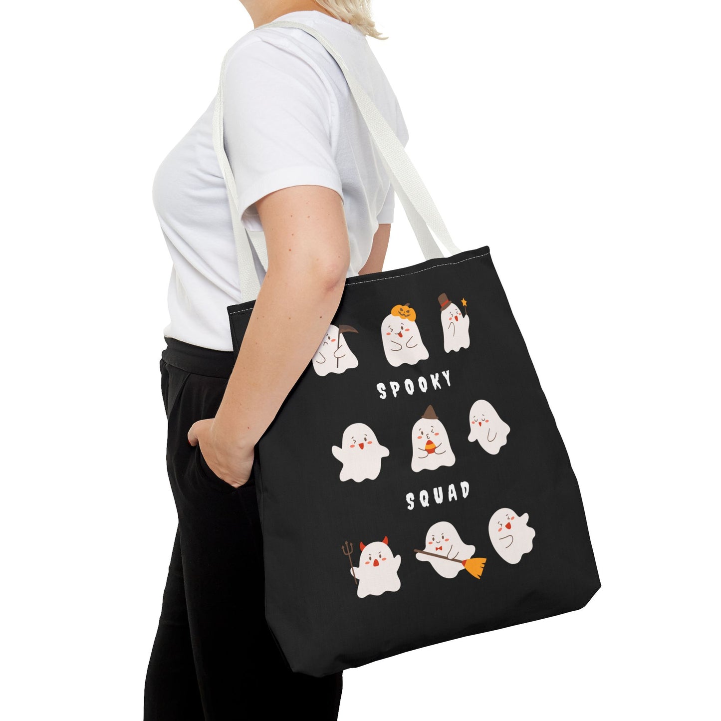 Cute Ghost Halloween Spooky Season Tote Trick or Treating Candy Bag Reusable Halloween Themed Lunch Tote