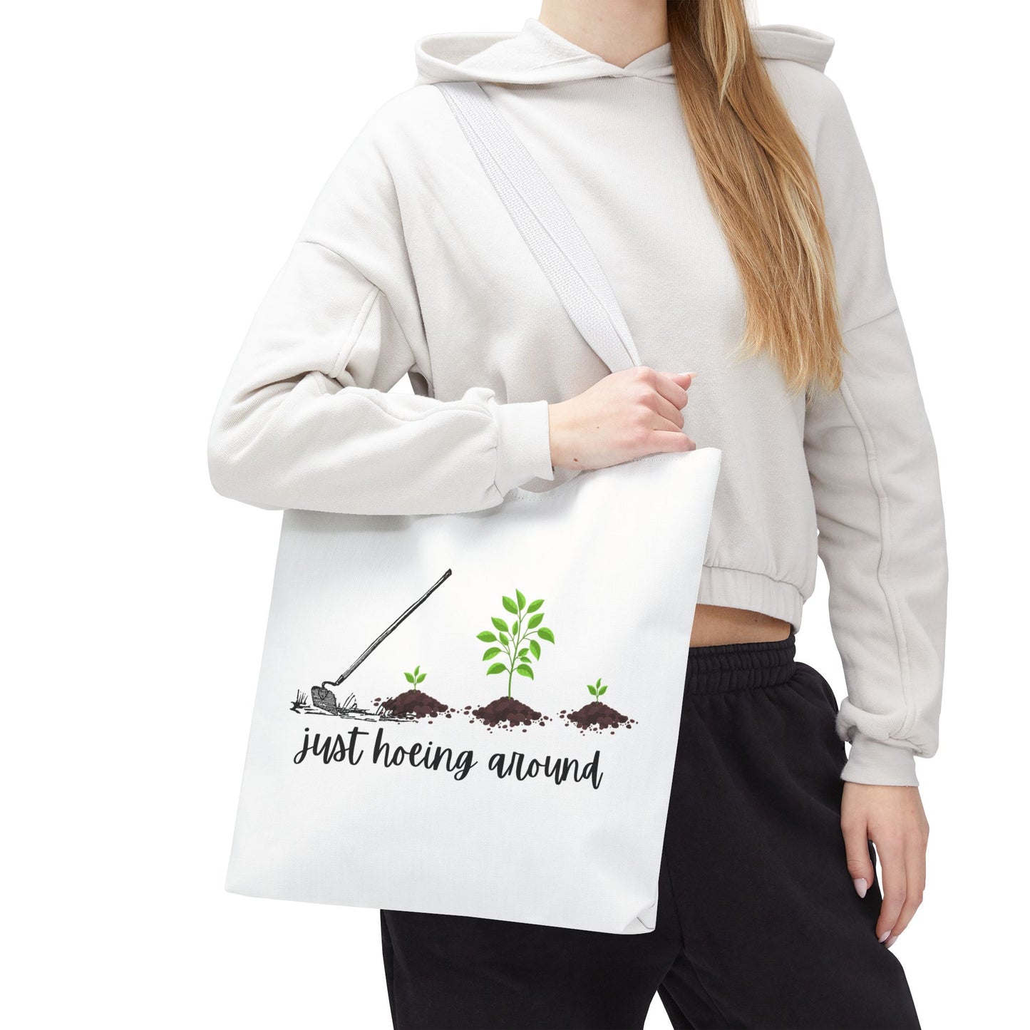 Unisex Just Hoeing Around Gardening Themed All Over Print Tote Bag
