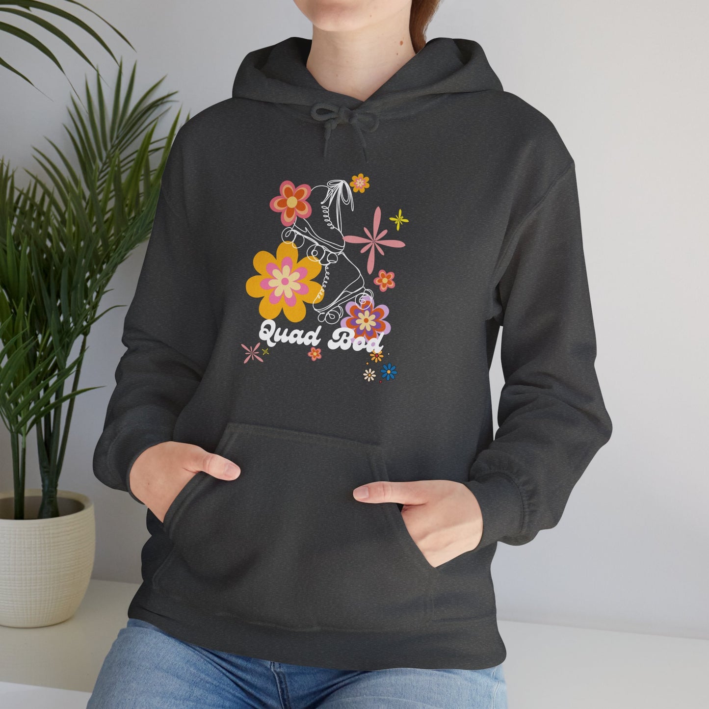 Unisex Heavy Blend™ Quad Bod Retro Vibes Rollerskater Hooded Sweatshirt