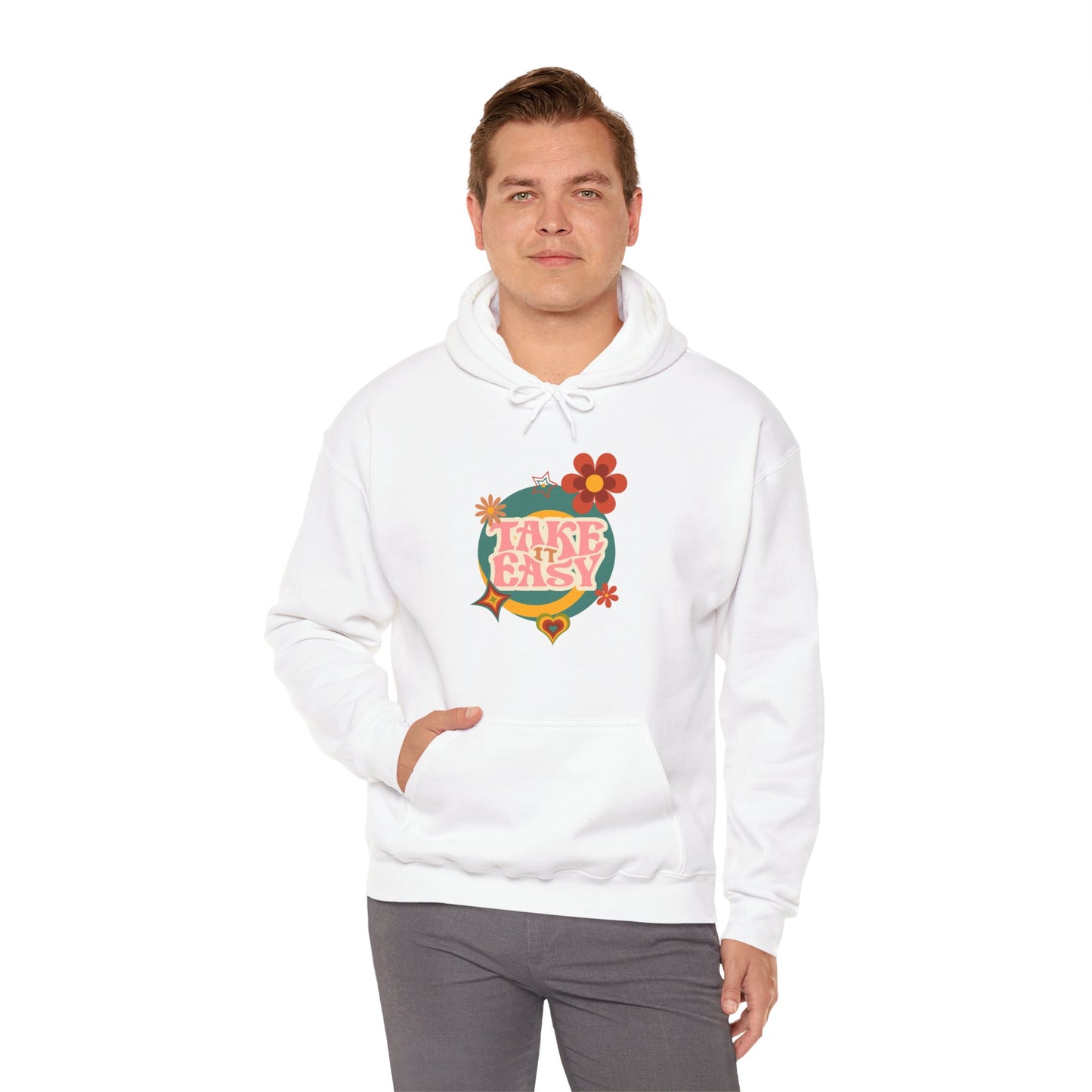 Unisex Heavy Blend™ Retro Vibes Take It Easy Hooded Sweatshirt