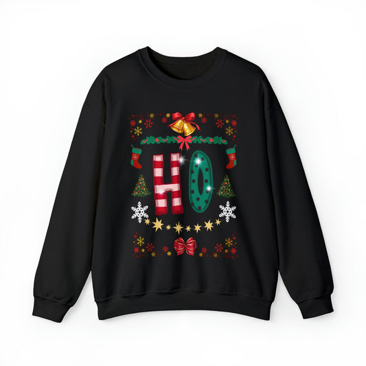 Unisex Funny Couples Matching Ugly Christmas Sweatshirt - Ho