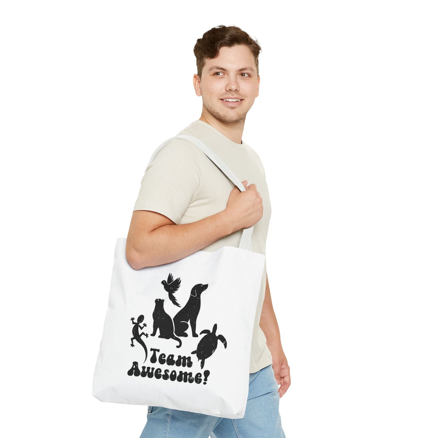 Unisex Animal Lover Lizard Cat Bird Dog Turtle Team Awesome Tote Bag