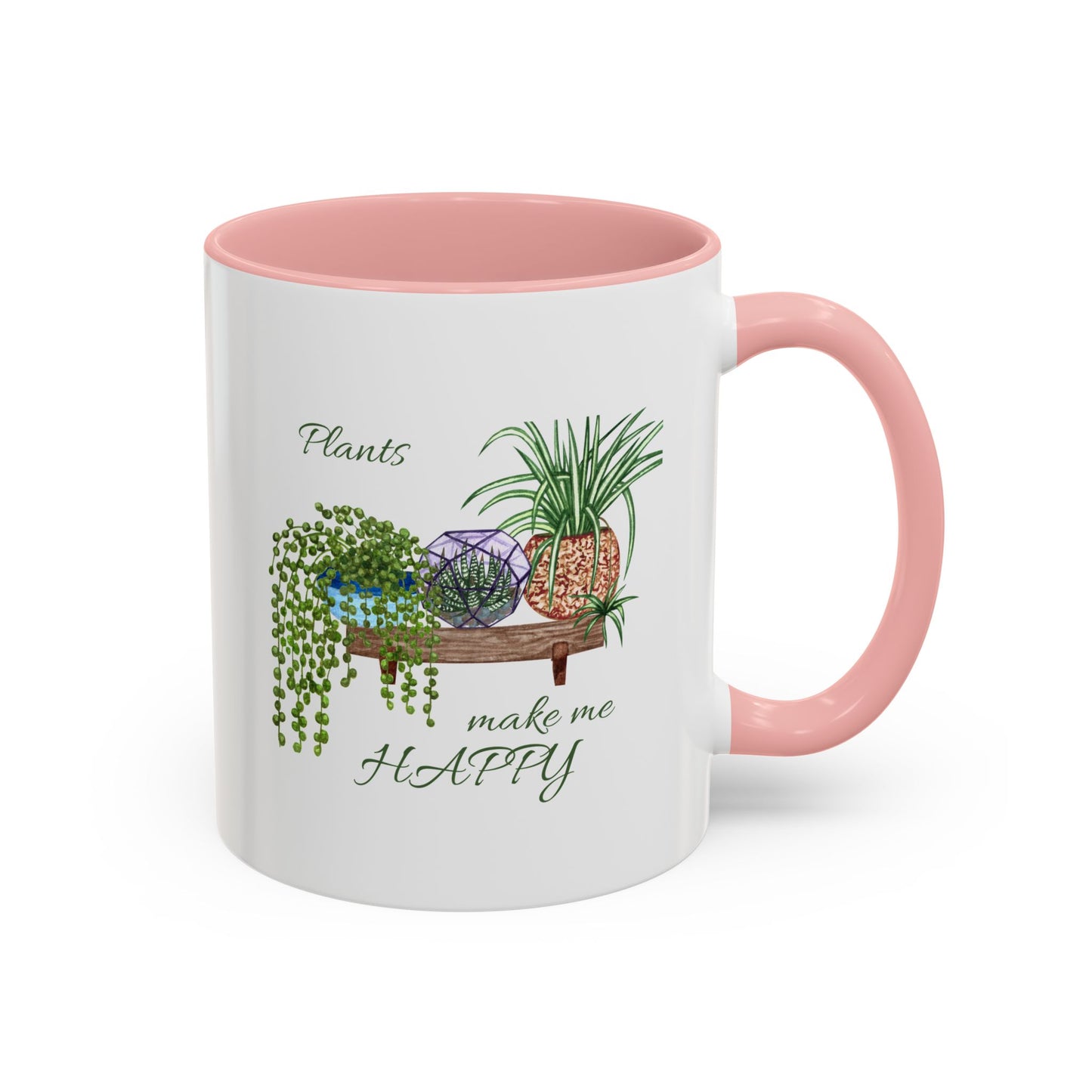 11oz Garden Themed Plants Make Me Happy Two Tone Coffee Mug