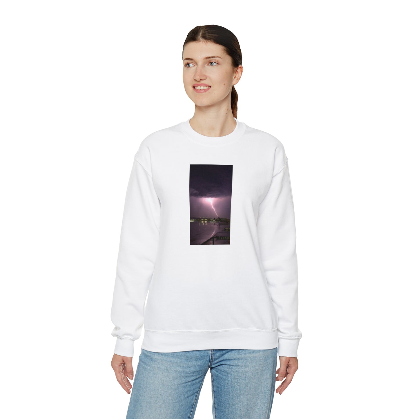 Unisex Lightning Bolt Printed Sweatshirt Caught Out in The Rain