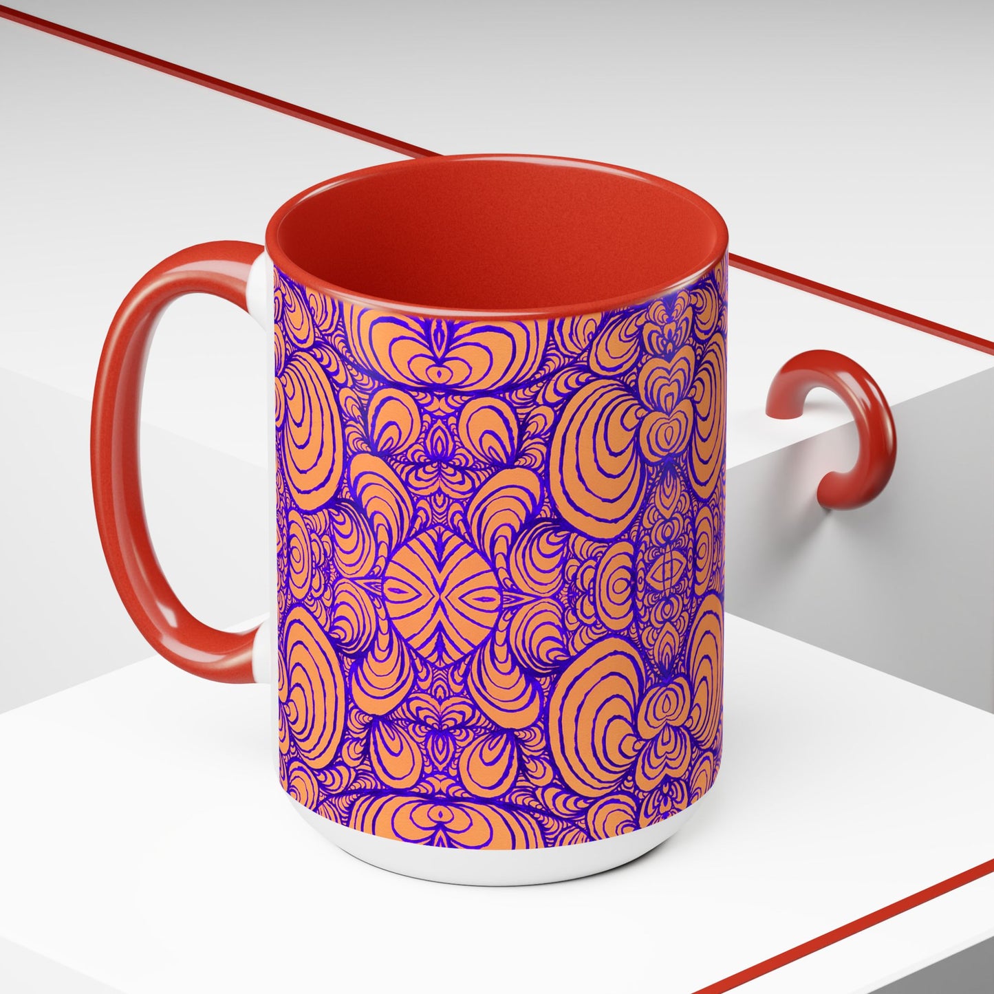 15oz Original Line Art Coffee Mug - Puzzle Panels 2 Color Pop Run