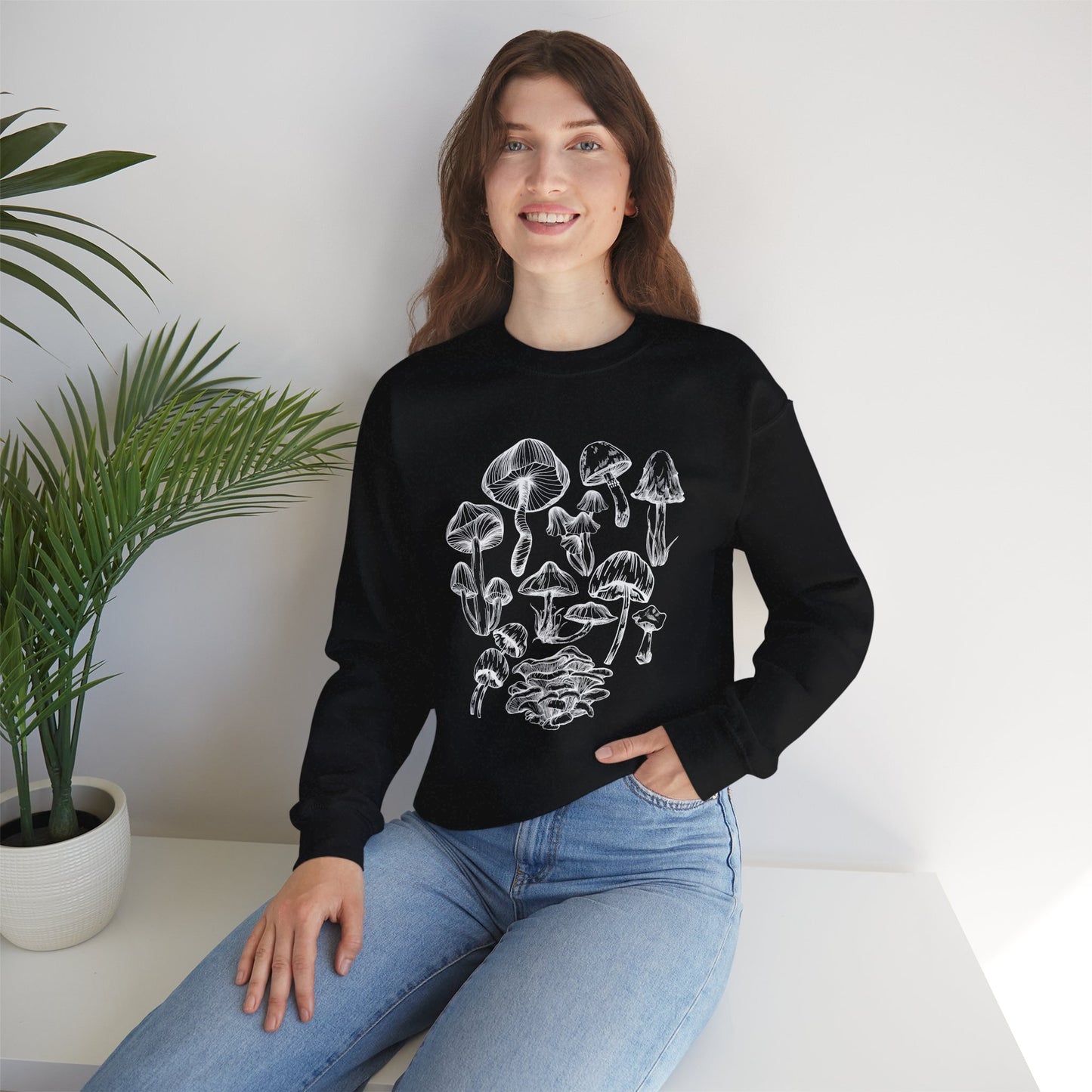 Unisex Mushroom Lover Fungi Print Toadstool Sweatshirt