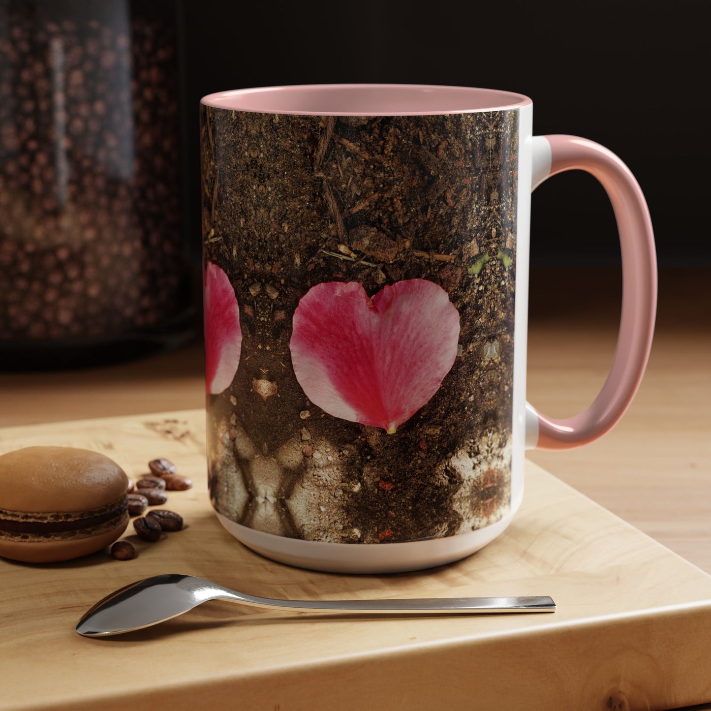 11oz/15oz Garden Themed Double Delight Heart Shaped Rose Petal Coffee Mug