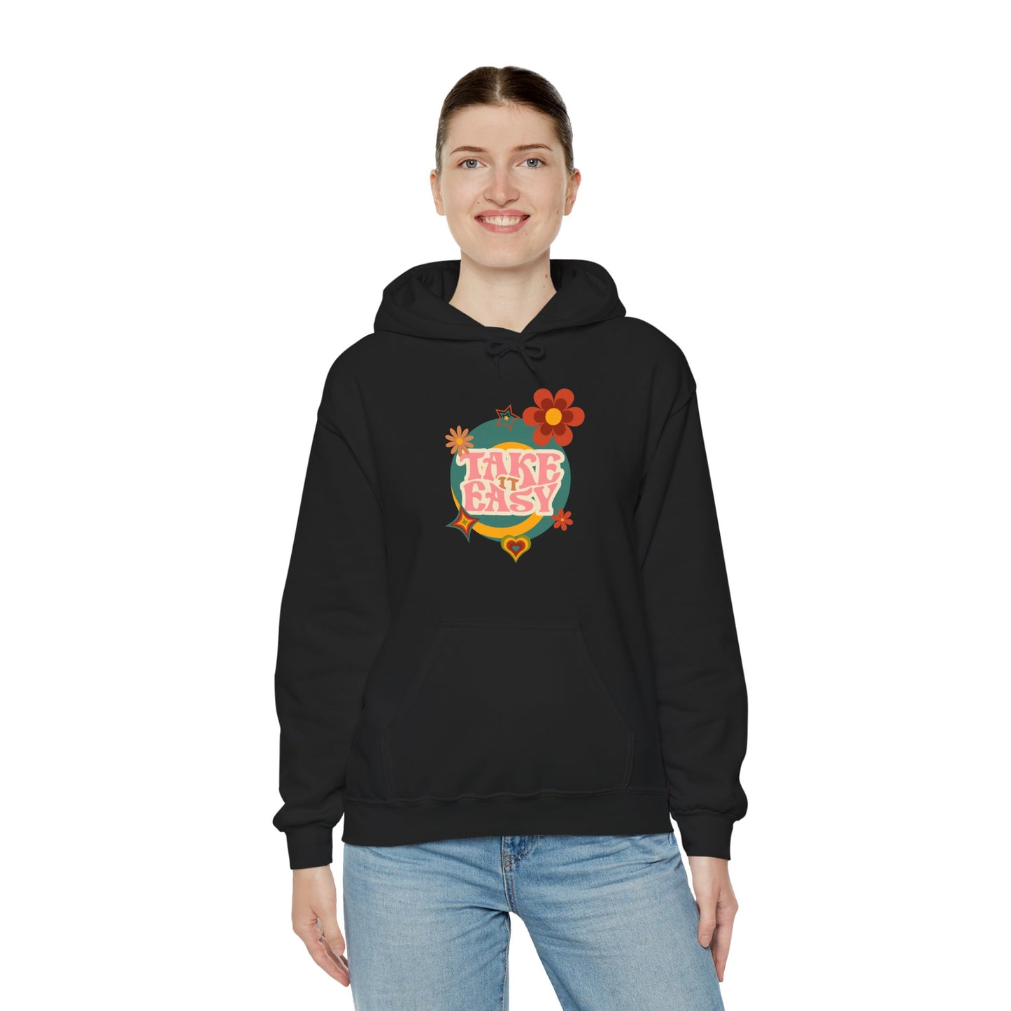Unisex Heavy Blend™ Retro Vibes Take It Easy Hooded Sweatshirt