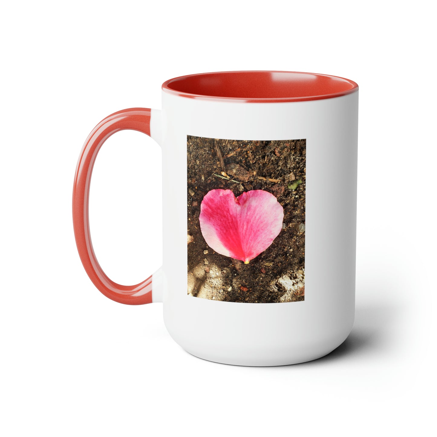 15oz Garden Themed Double Delight Heart Shaped Rose Petal Coffee Mug