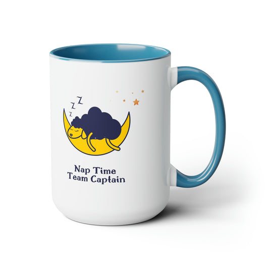 15oz two tone coffee mug - Nap time team captain mug