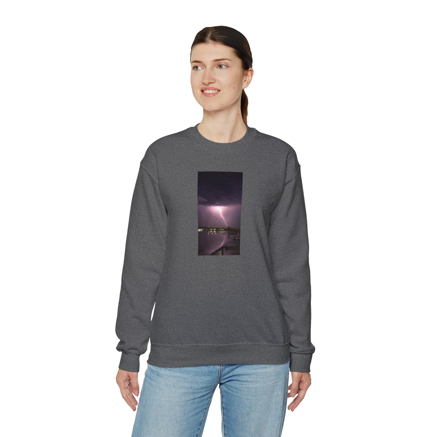 Unisex Lightning Bolt Printed Sweatshirt Caught Out in The Rain