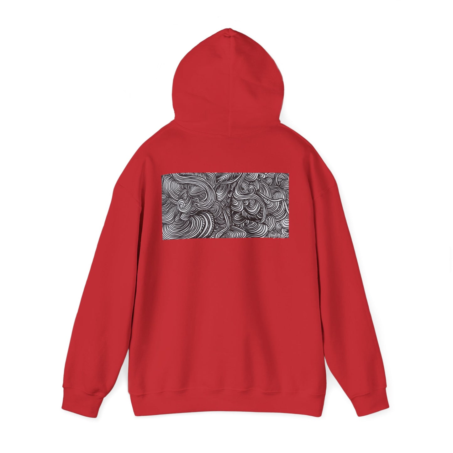 Unisex Heavy Blend™ Original Minimalist Line Art Midsize Print Hooded Sweatshirt - Liquid