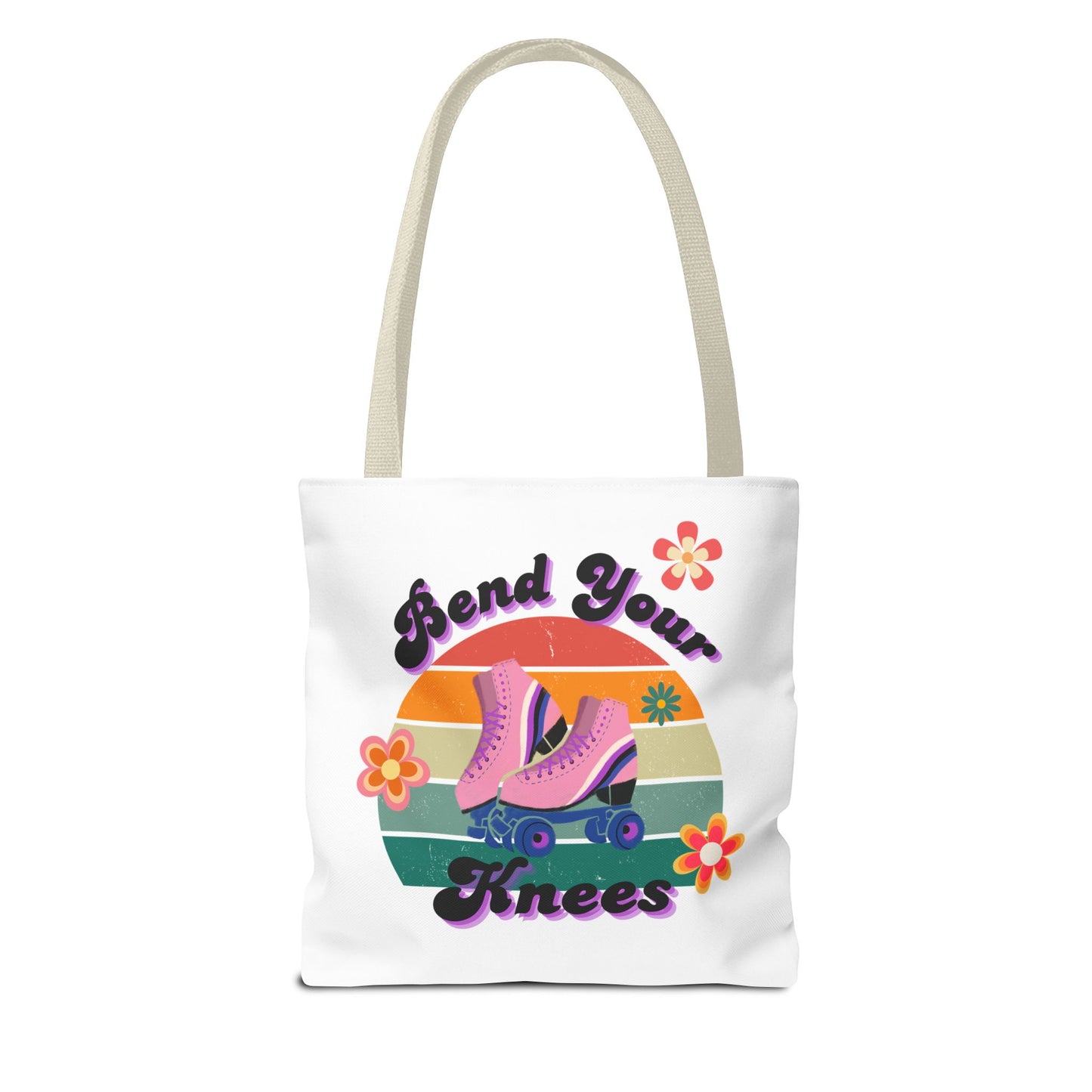 Unisex Retro Vibes Bend Your Knees Skate Day Tote Bag - White