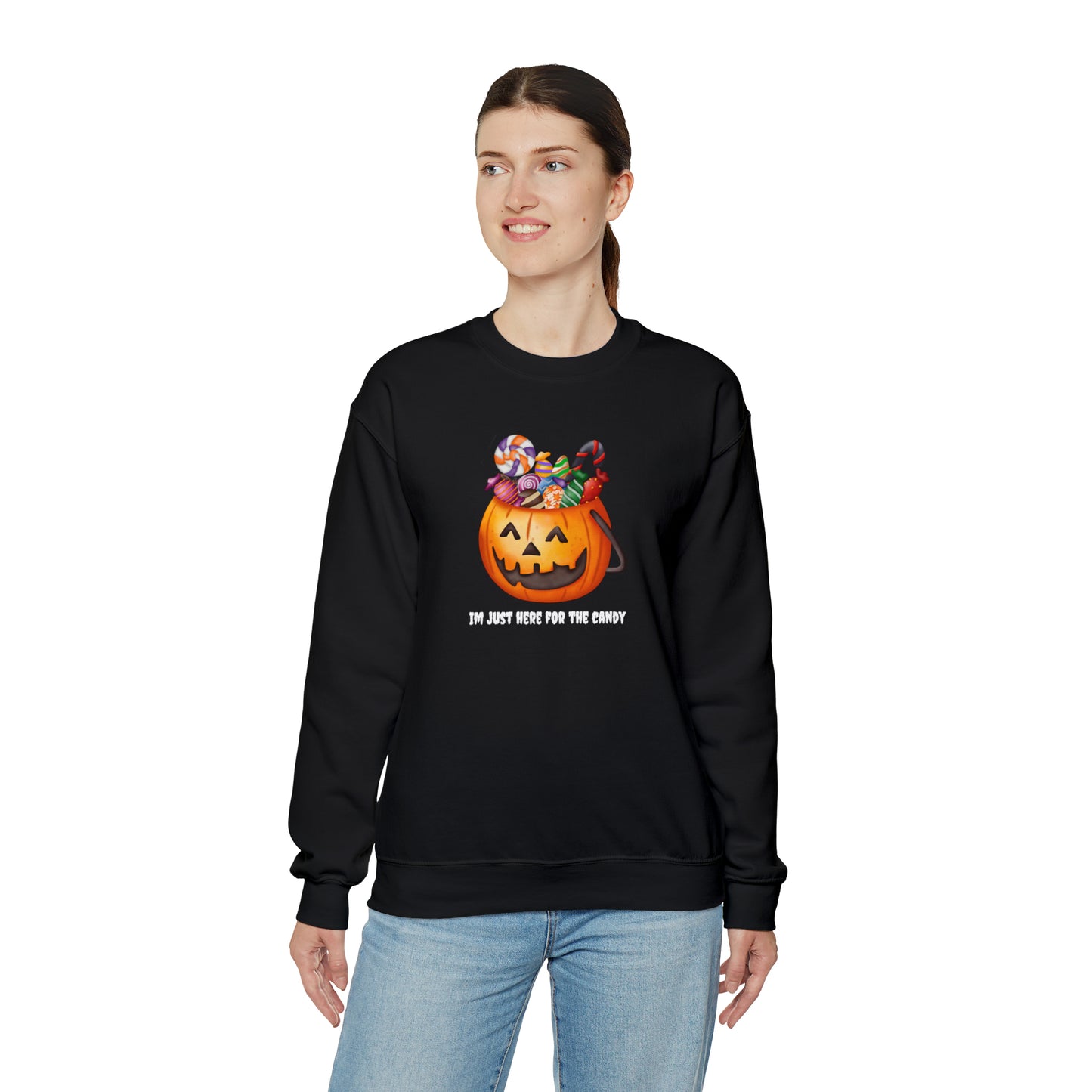 Unisex Im Just Here For The Candy Pumpkin Sweatshirt