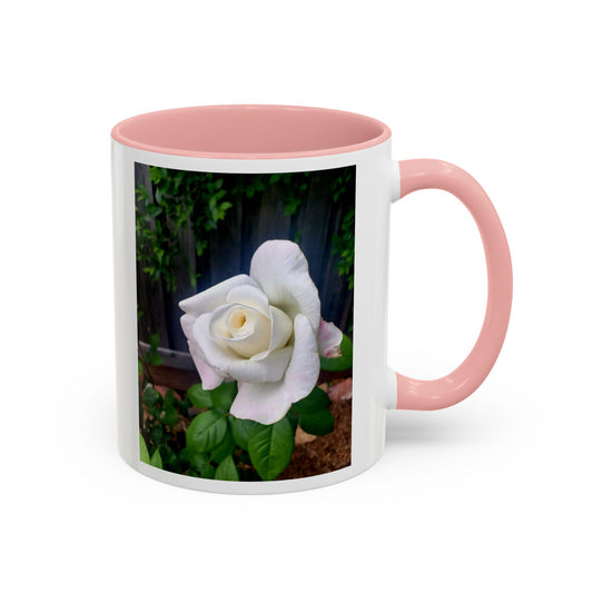 11oz. Garden Themed White Sugar Moon Hybrid Tea Roses Coffee Mug