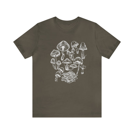 Unisex Mushroom Lover Fungi Print Toadstool T-Shirt