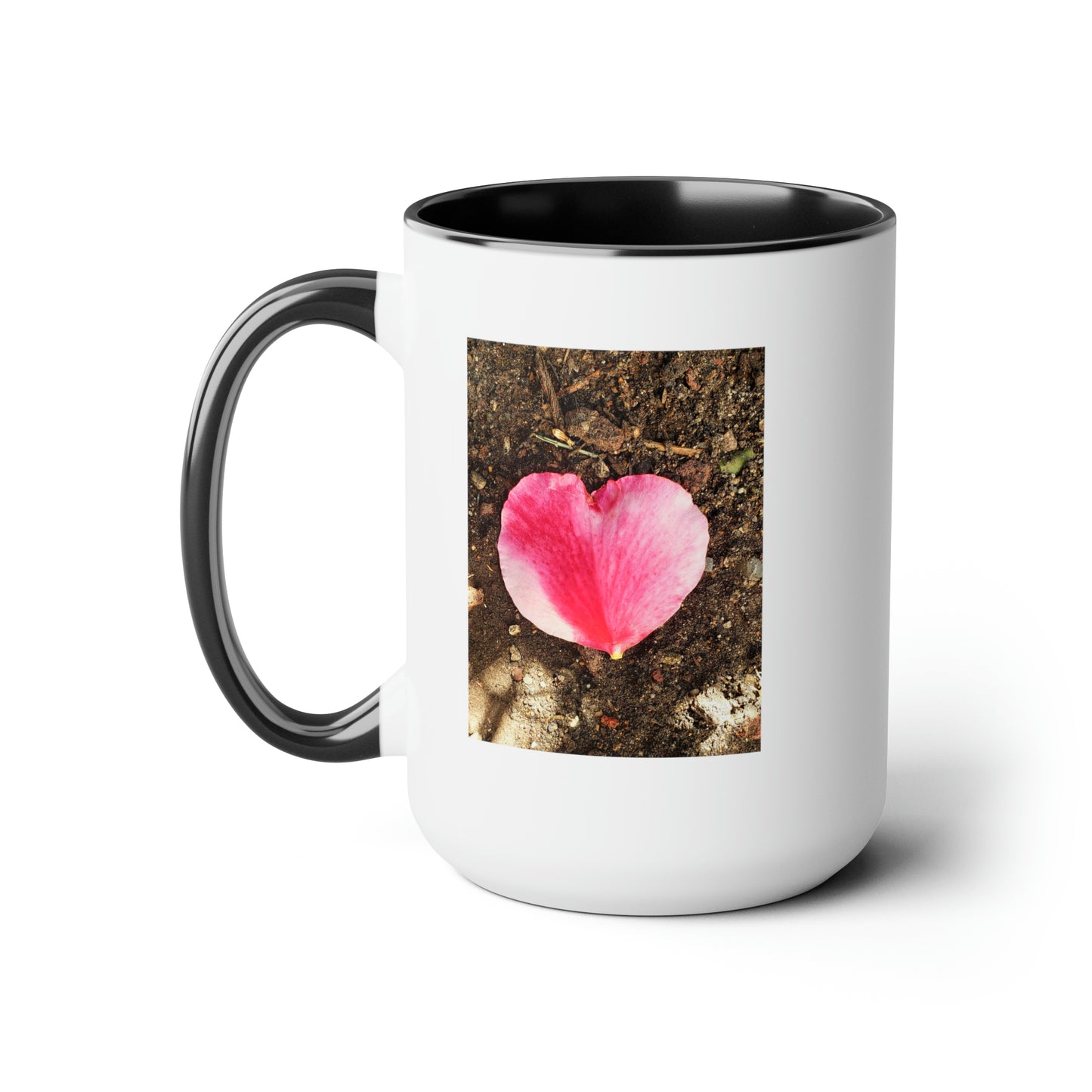 15oz Garden Themed Double Delight Heart Shaped Rose Petal Coffee Mug