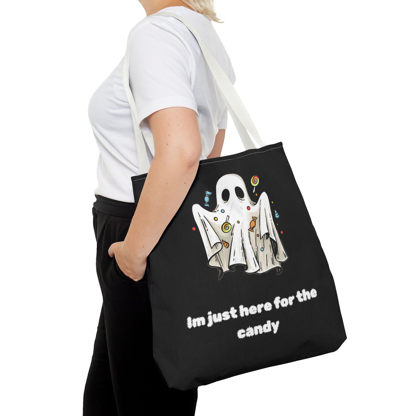 Cute Ghost Halloween Lover Spooky Season Trick or Treating Candy Bag Fall Themed Reusable Lunch Tote