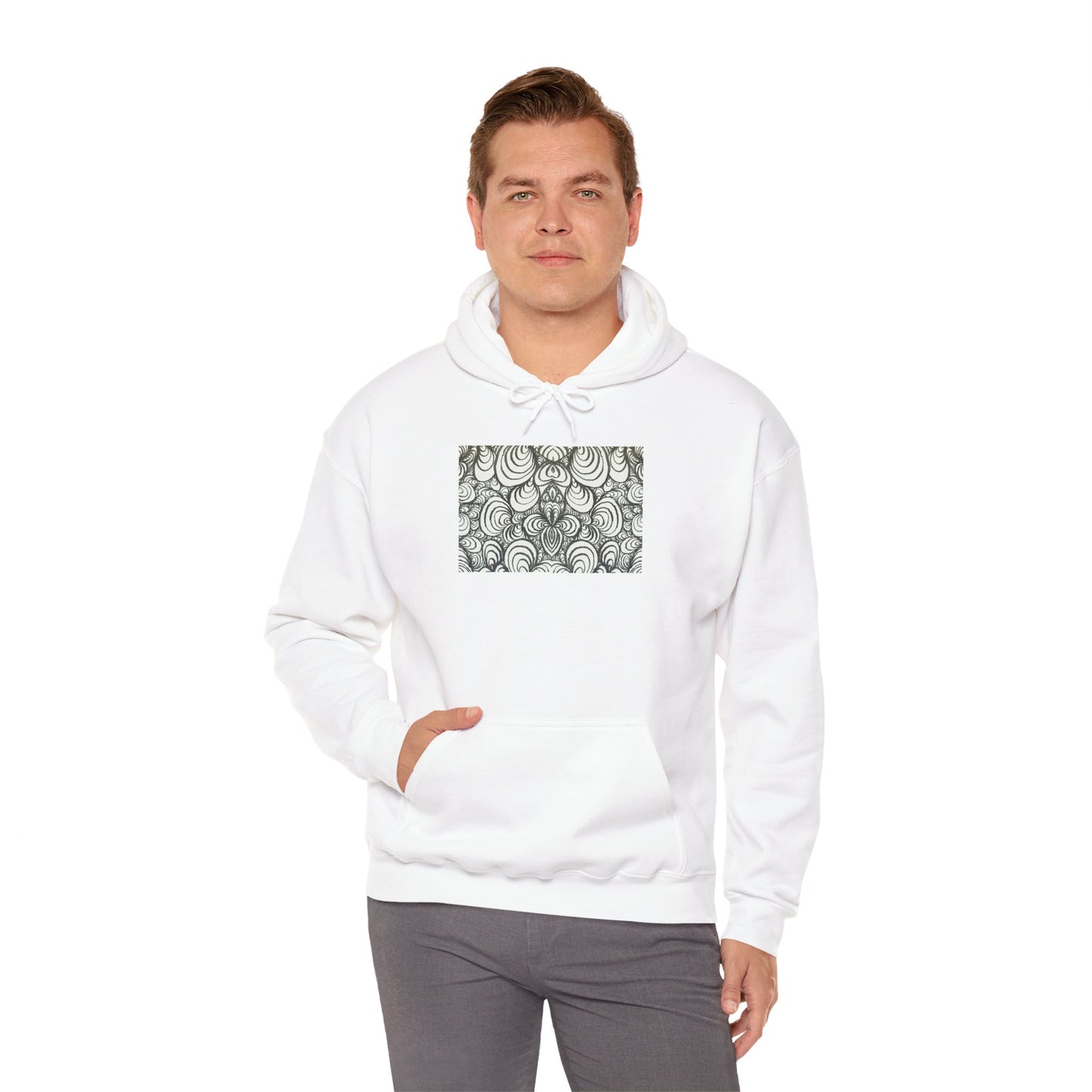 Unisex Heavy Blend™ Original Line Art Hooded Sweatshirt - Puzzle Panels 1