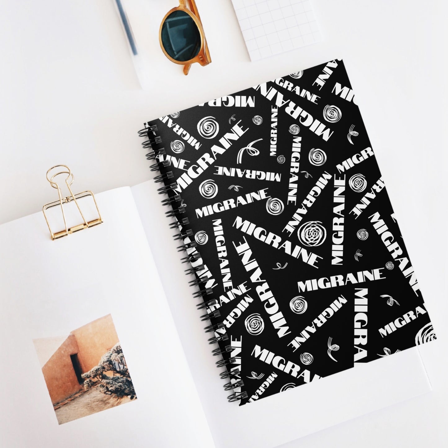 Spiral 118 Page Migraine Day Word Scramble Notebook - Black