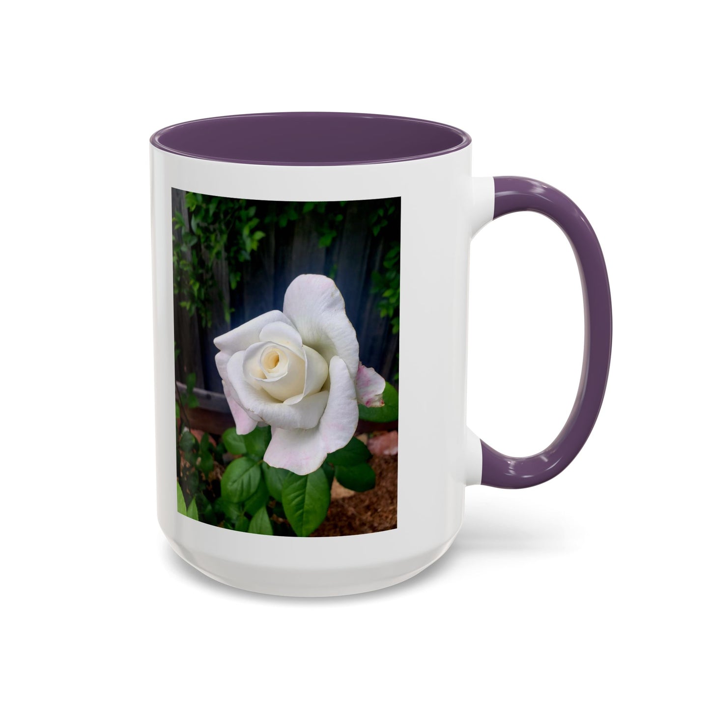 11oz/15oz Garden Themed White Sugar Moon Hybrid Tea Roses Coffee Mug