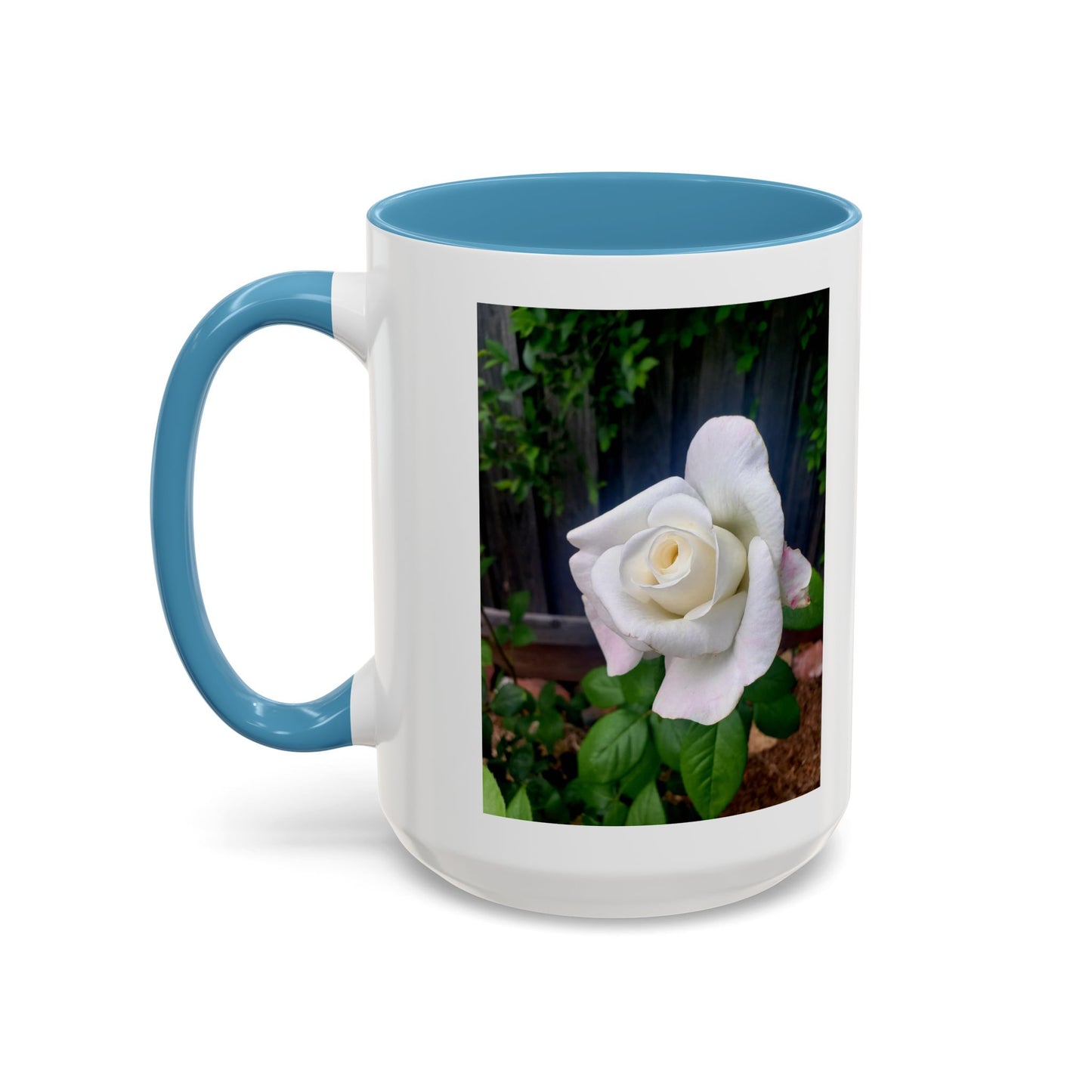 11oz/15oz Garden Themed White Sugar Moon Hybrid Tea Roses Coffee Mug