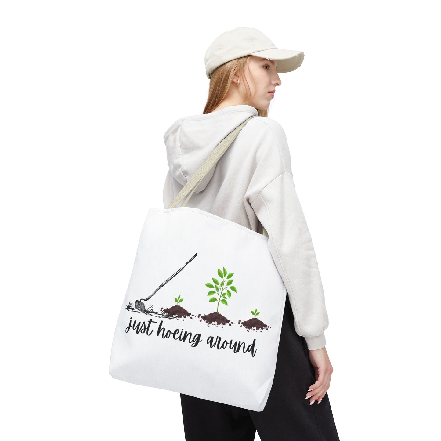 Unisex Just Hoeing Around Gardening Themed All Over Print Tote Bag