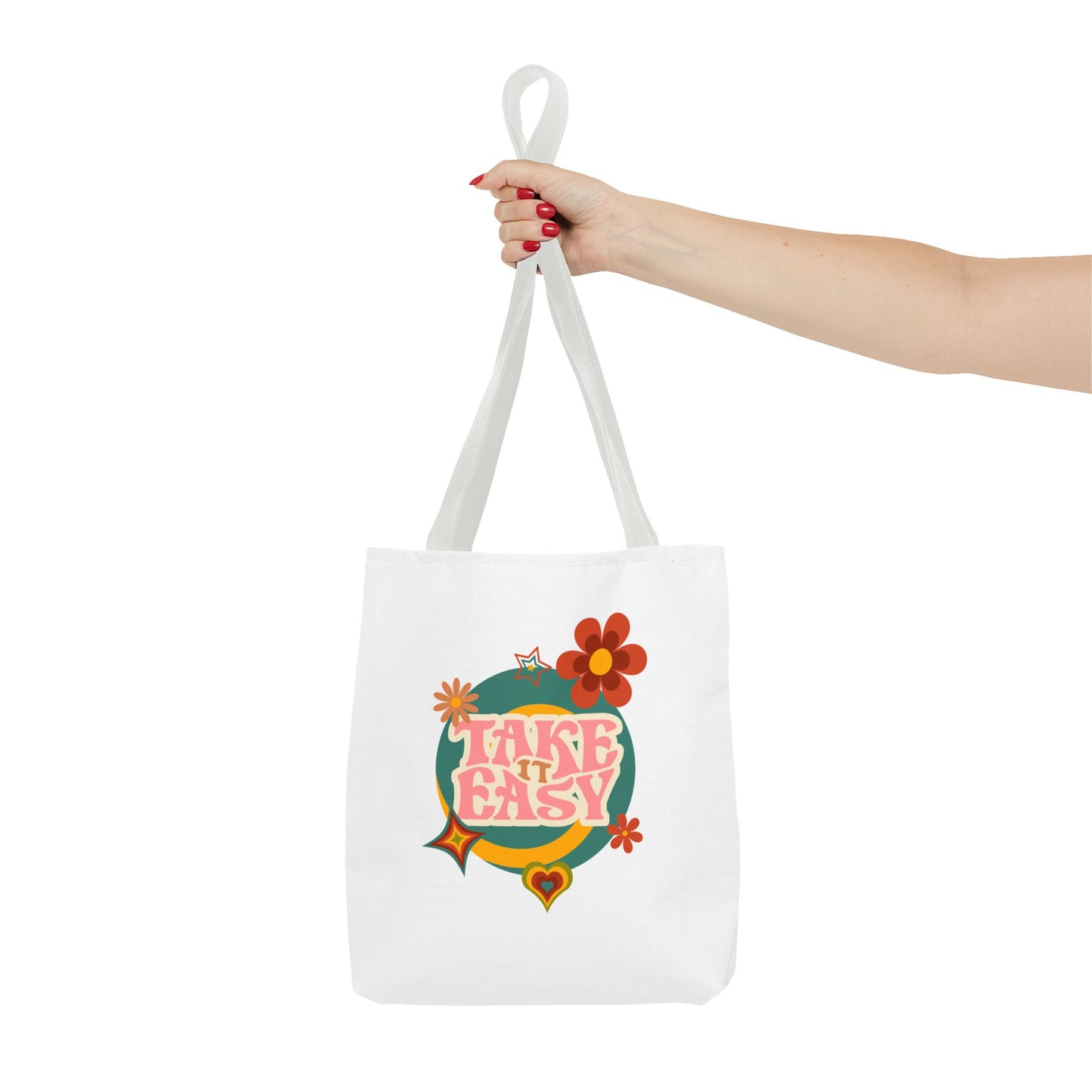 Unisex Retro Vibes Take It Easy Reusable Grocery Tote Bag