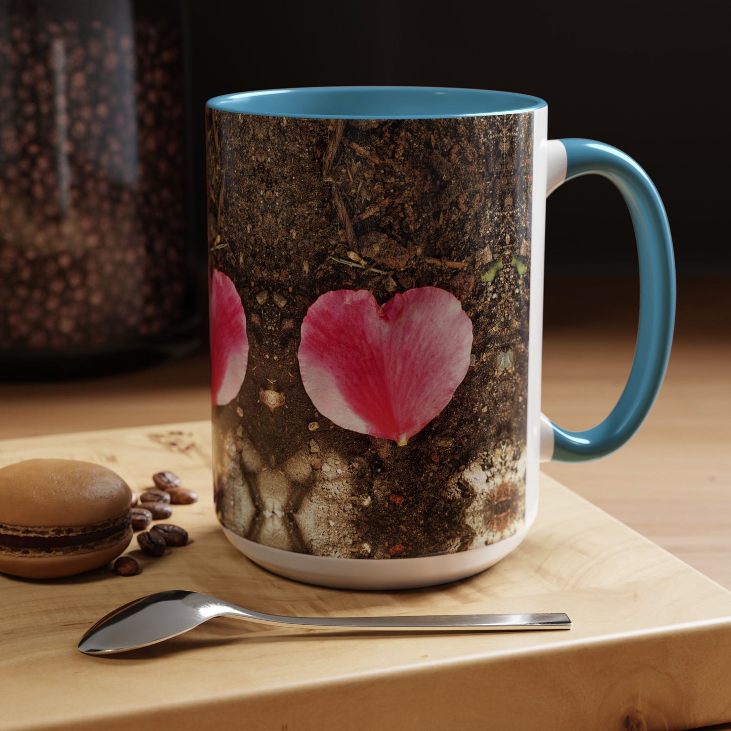 11oz/15oz Garden Themed Double Delight Heart Shaped Rose Petal Coffee Mug