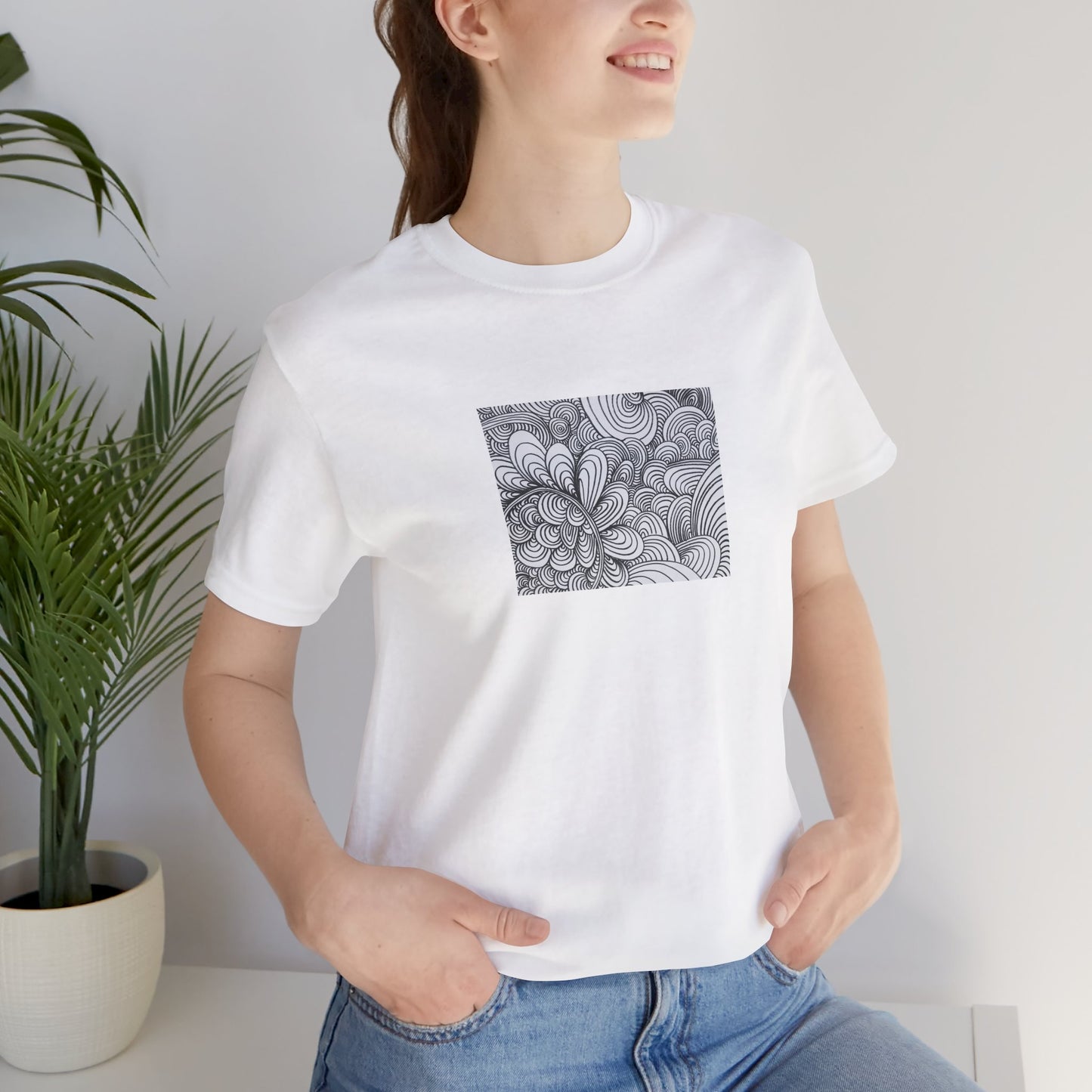 Unisex Original Healing Mesmerizing Line Art T-Shirt - Apricots Noir