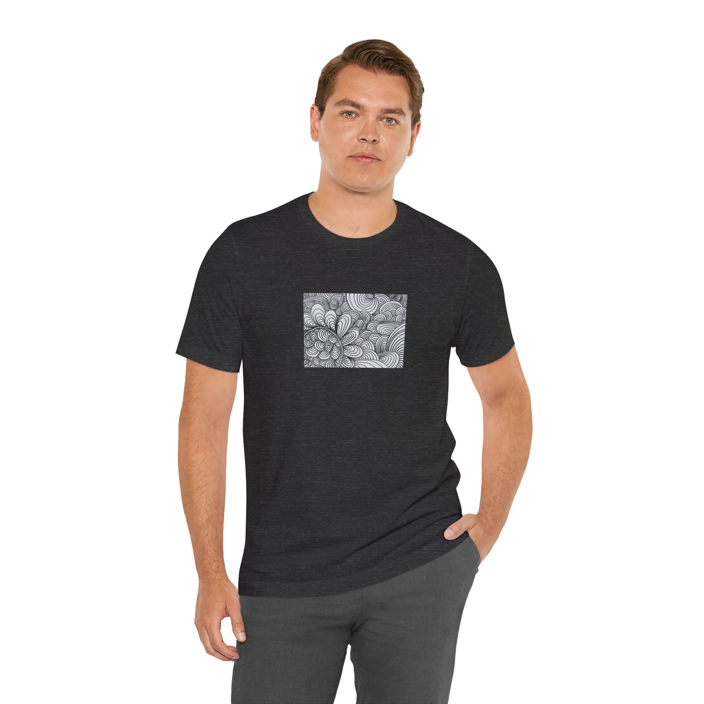 Unisex Original Healing Mesmerizing Line Art T-Shirt - Apricots Noir