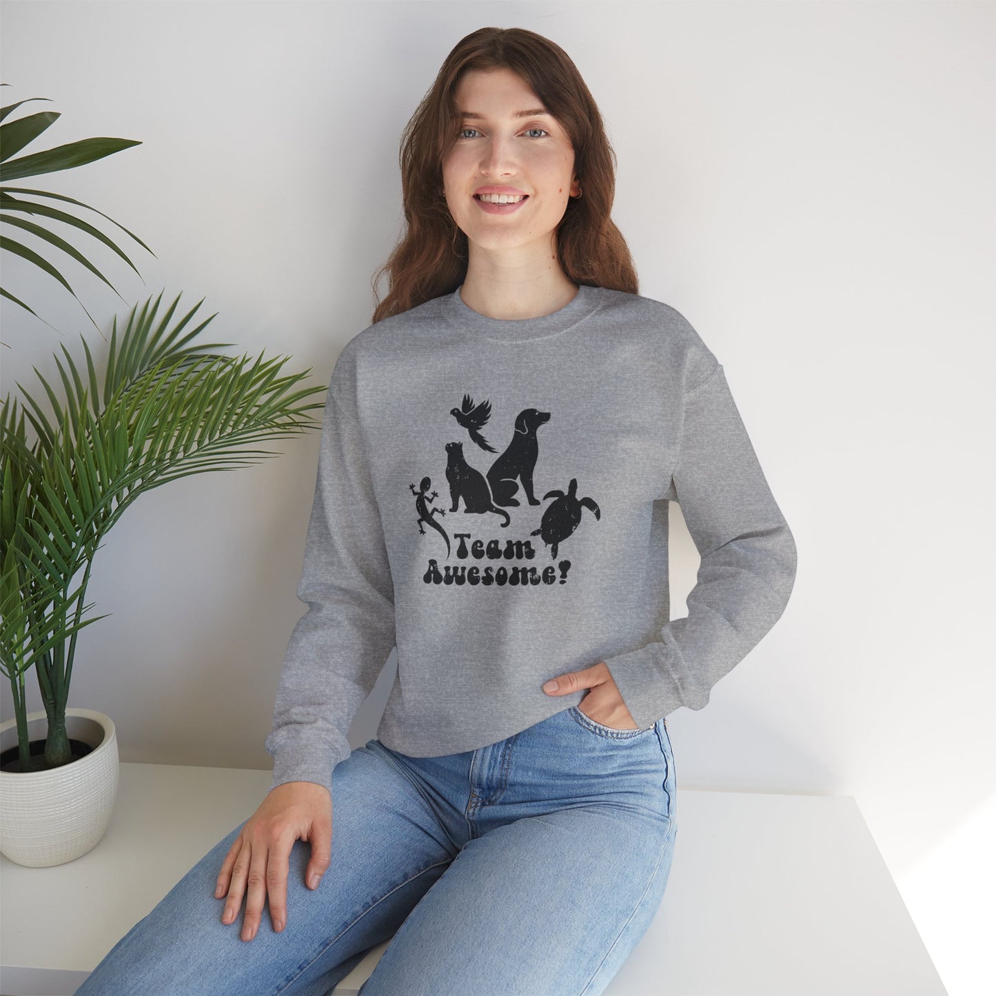Unisex Animal Lover Lizard Cat Bird Dog Turtle Team Awesome Sweatshirt