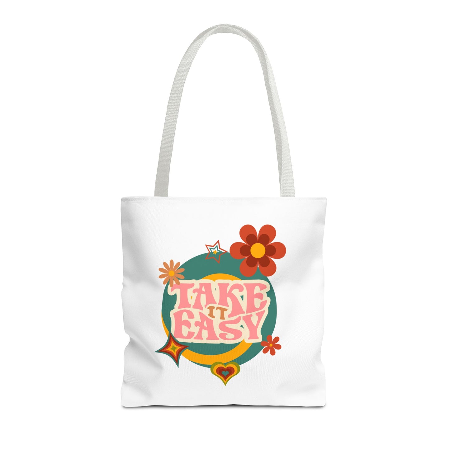 Unisex Retro Vibes Take It Easy Reusable Grocery Tote Bag