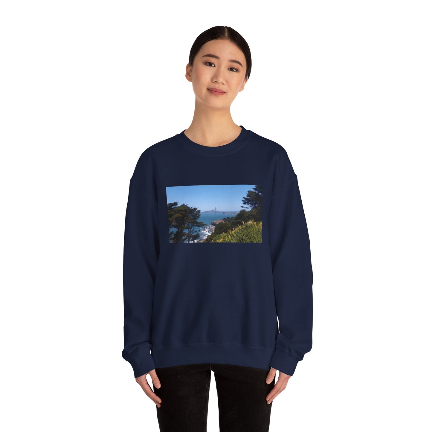 Unisex Travel Sweater, Scenic Lookout, El Camino Del Mar, San Francisco, California, Golden Gate Bridge, Vista, Ocean Views, Beautiful Blue