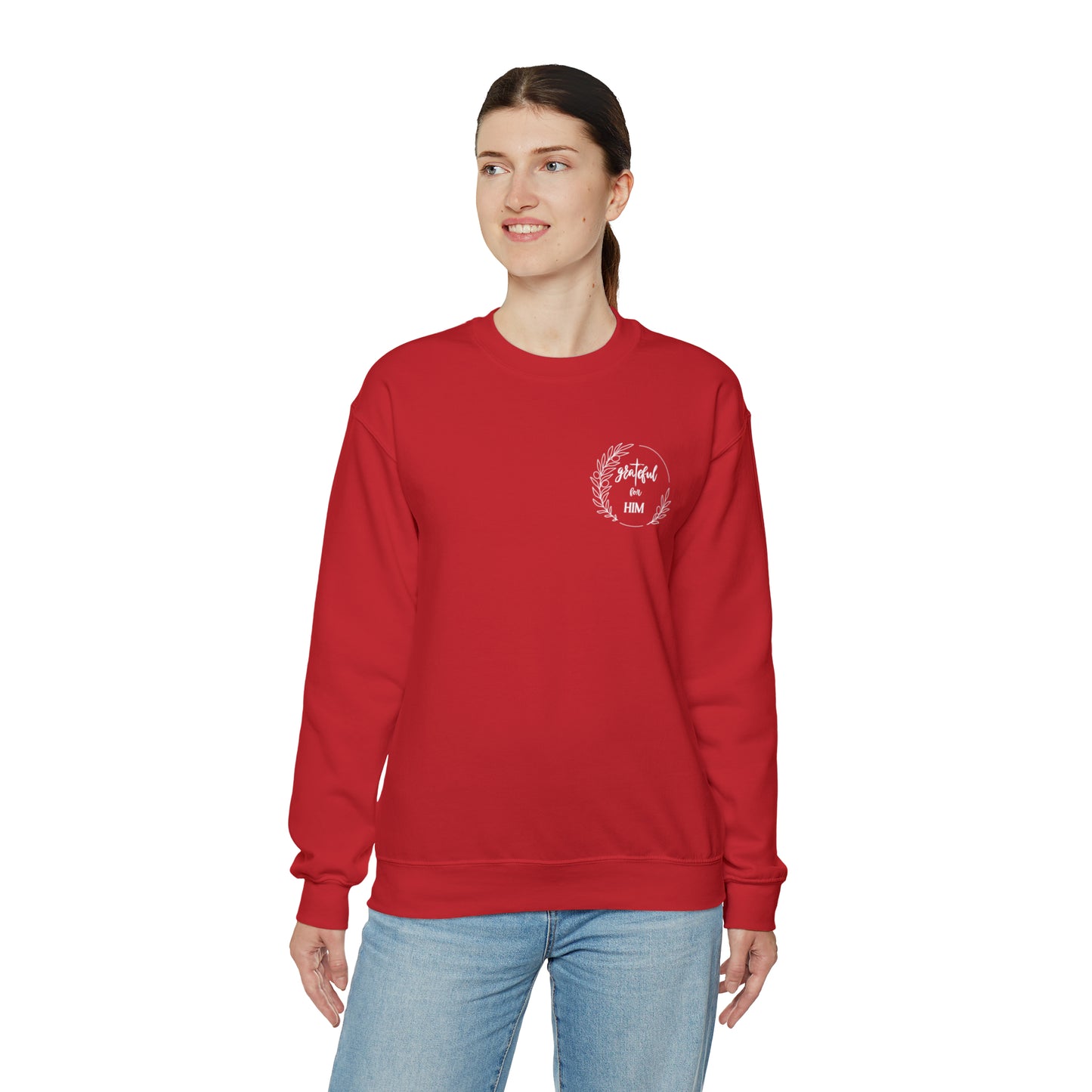 Unisex GraTeful for HIM Sweatshirt with Breast Pocket and Back Design