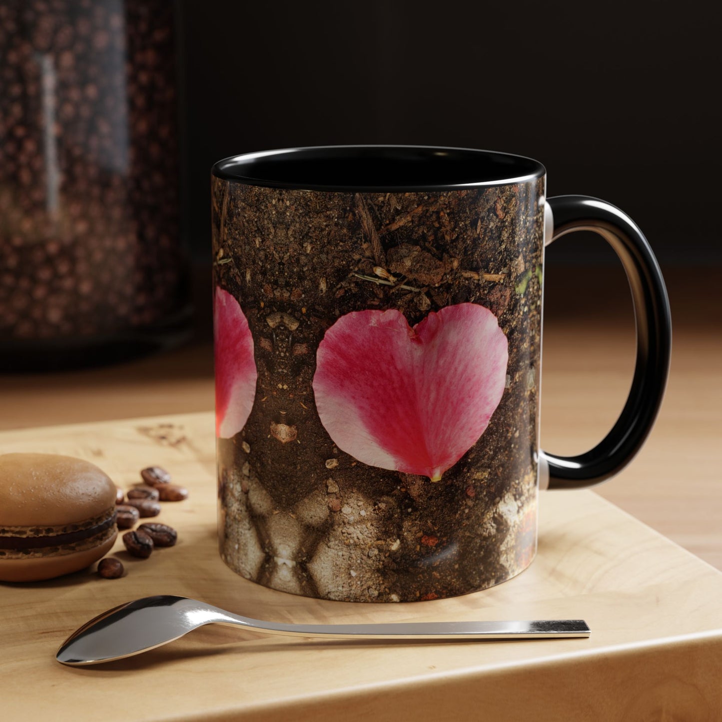 11oz/15oz Garden Themed Double Delight Heart Shaped Rose Petal Coffee Mug