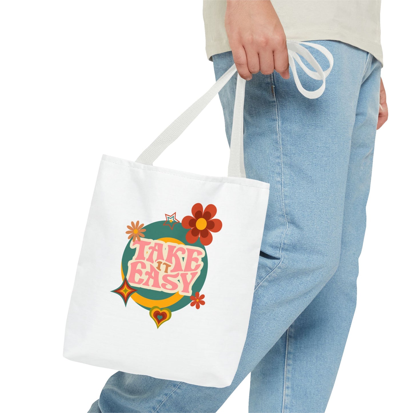 Unisex Retro Vibes Take It Easy Reusable Grocery Tote Bag