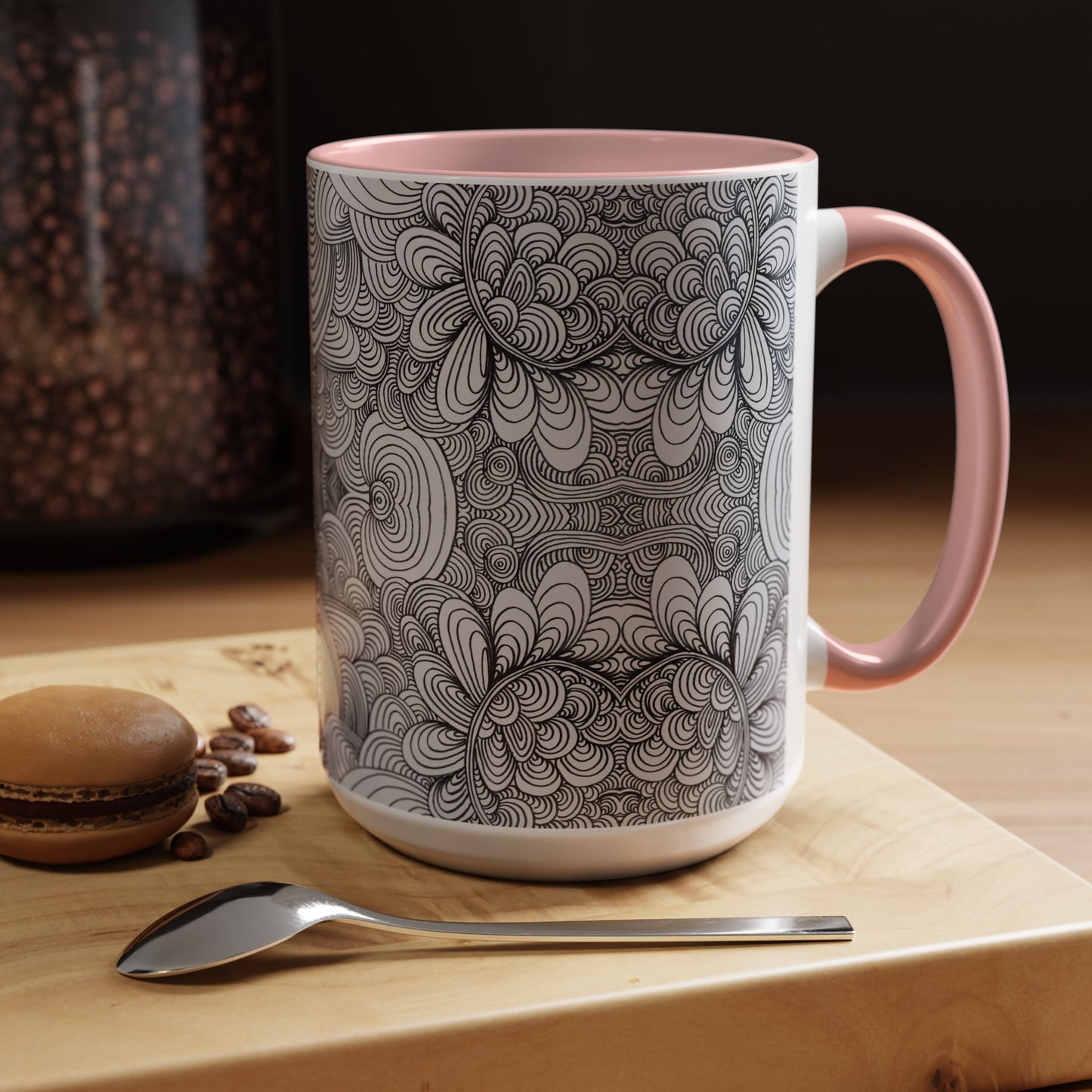 11oz/15oz Original Line Art Coffee Mug - Apricots Noir Mirage