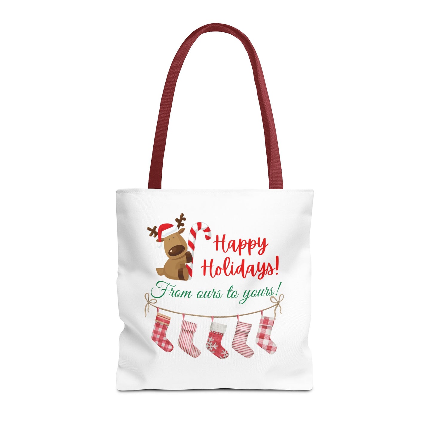 Unisex Happy Holidays From Ours To Yours Christmas Stockings and Dog Tote Bag