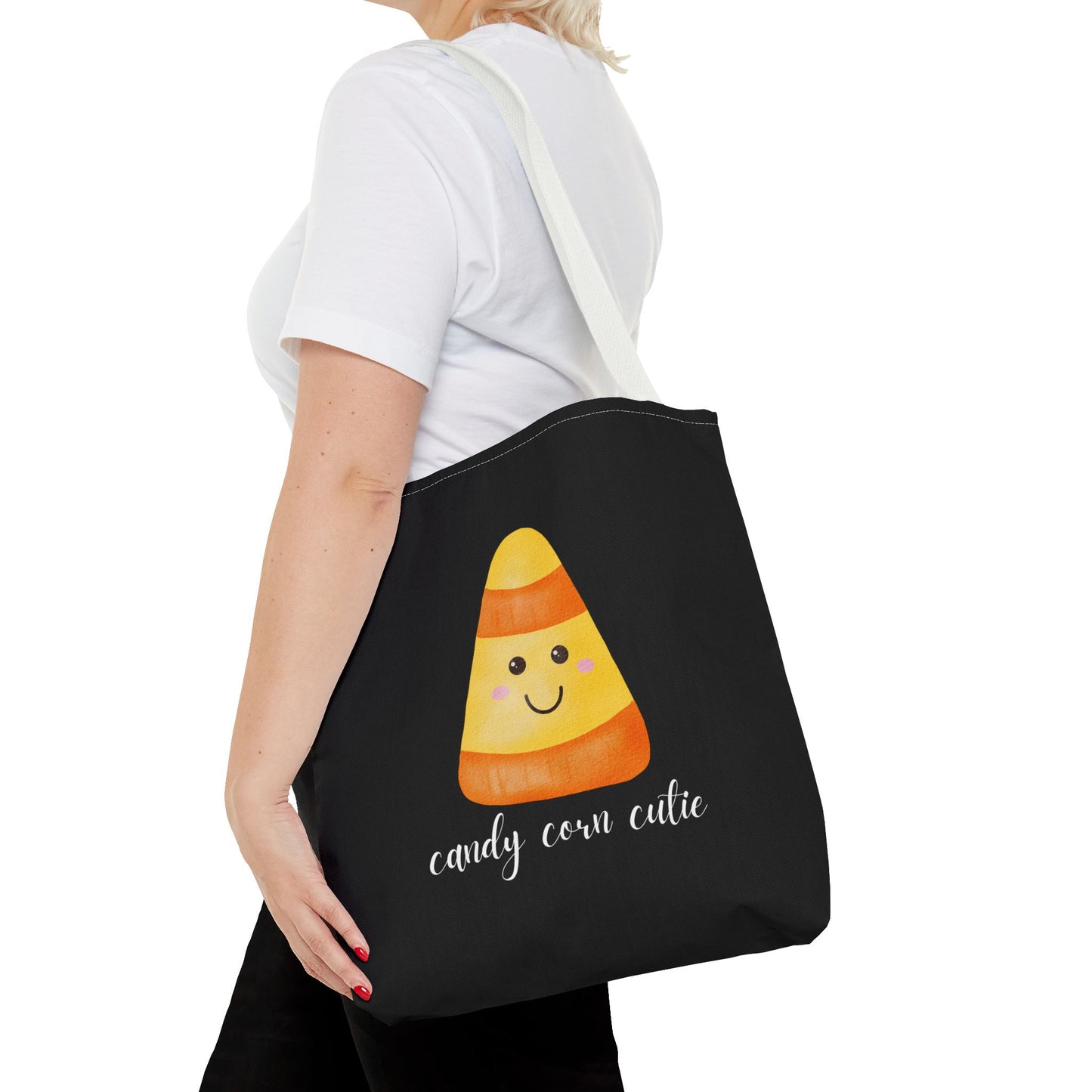 Cute Candy Corn Halloween Tote Bag Spooky Season Tote Trick or Treating Candy Bag Fall Themed Reusable Lunch Tote