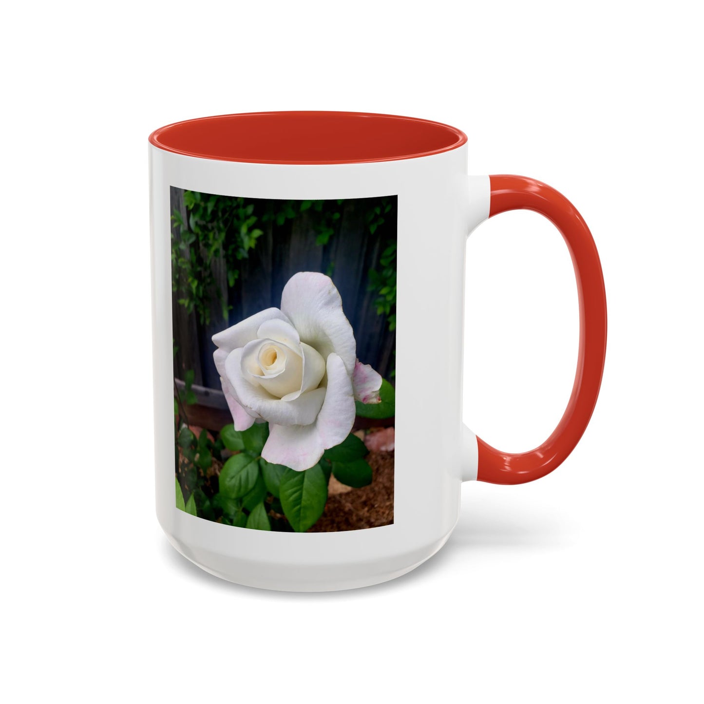 11oz/15oz Garden Themed White Sugar Moon Hybrid Tea Roses Coffee Mug