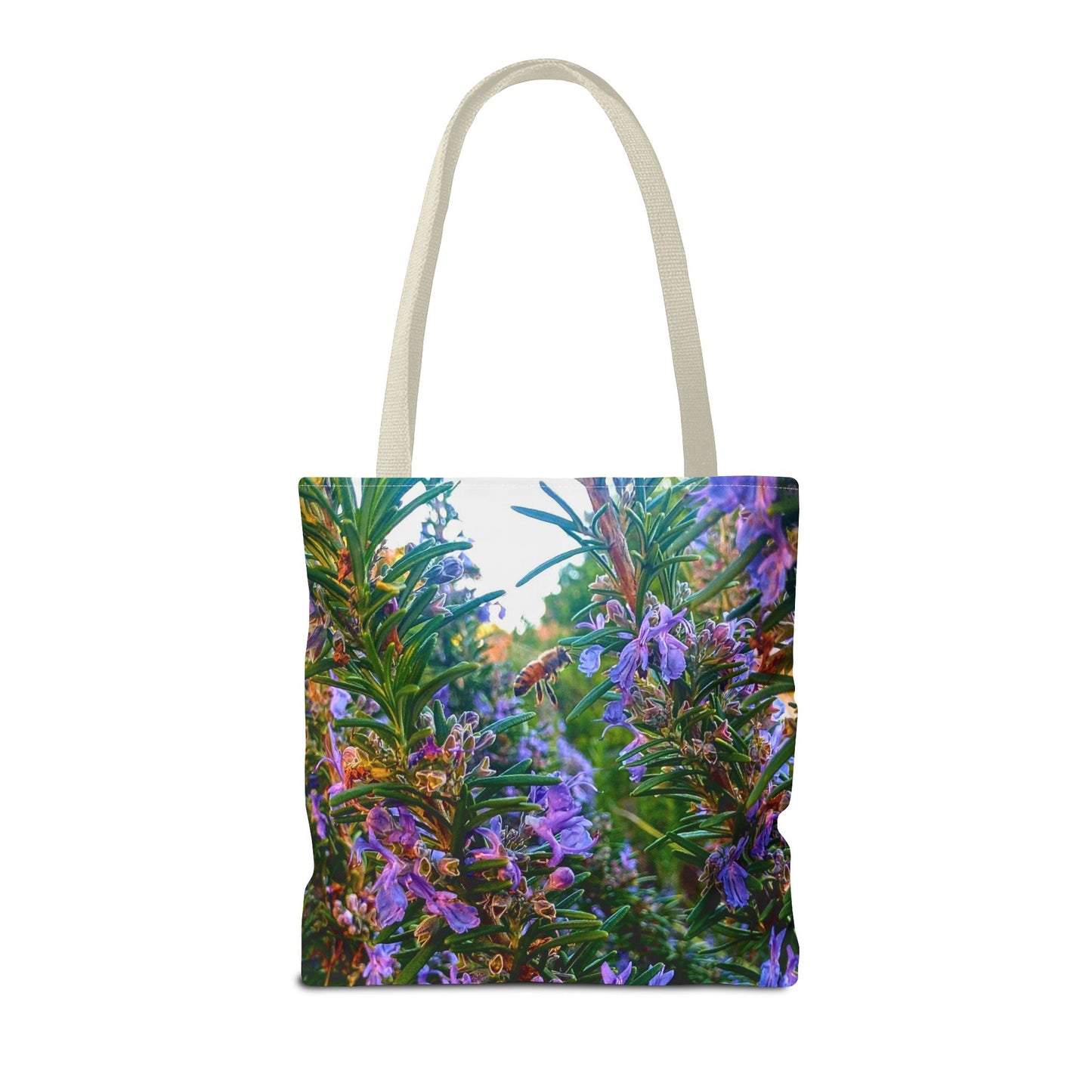 Garden Themed Bee and Rosemary Tote Bag
