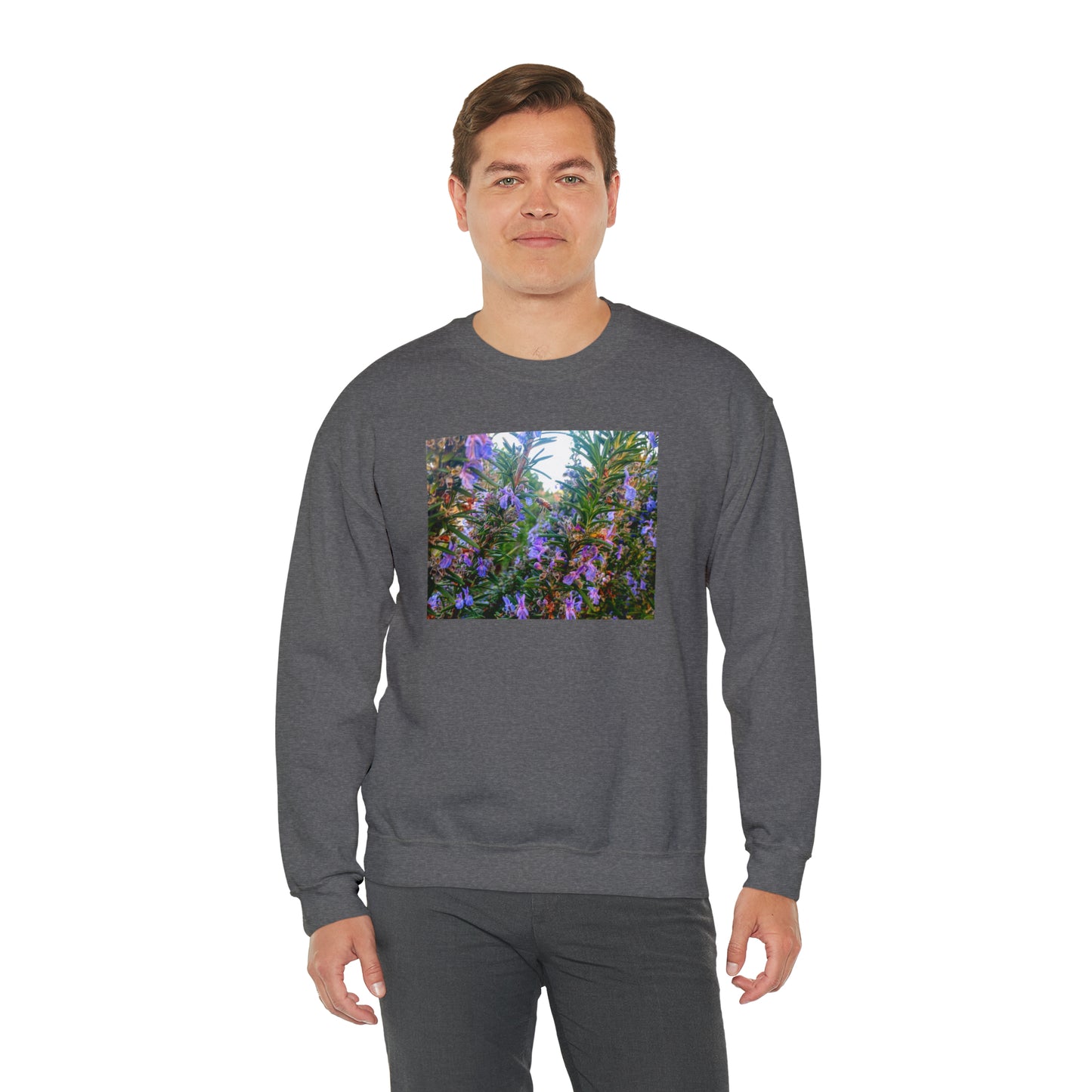 Unisex Heavy Blend™ Crewneck Rosemary Bee Pollinator Sweatshirt