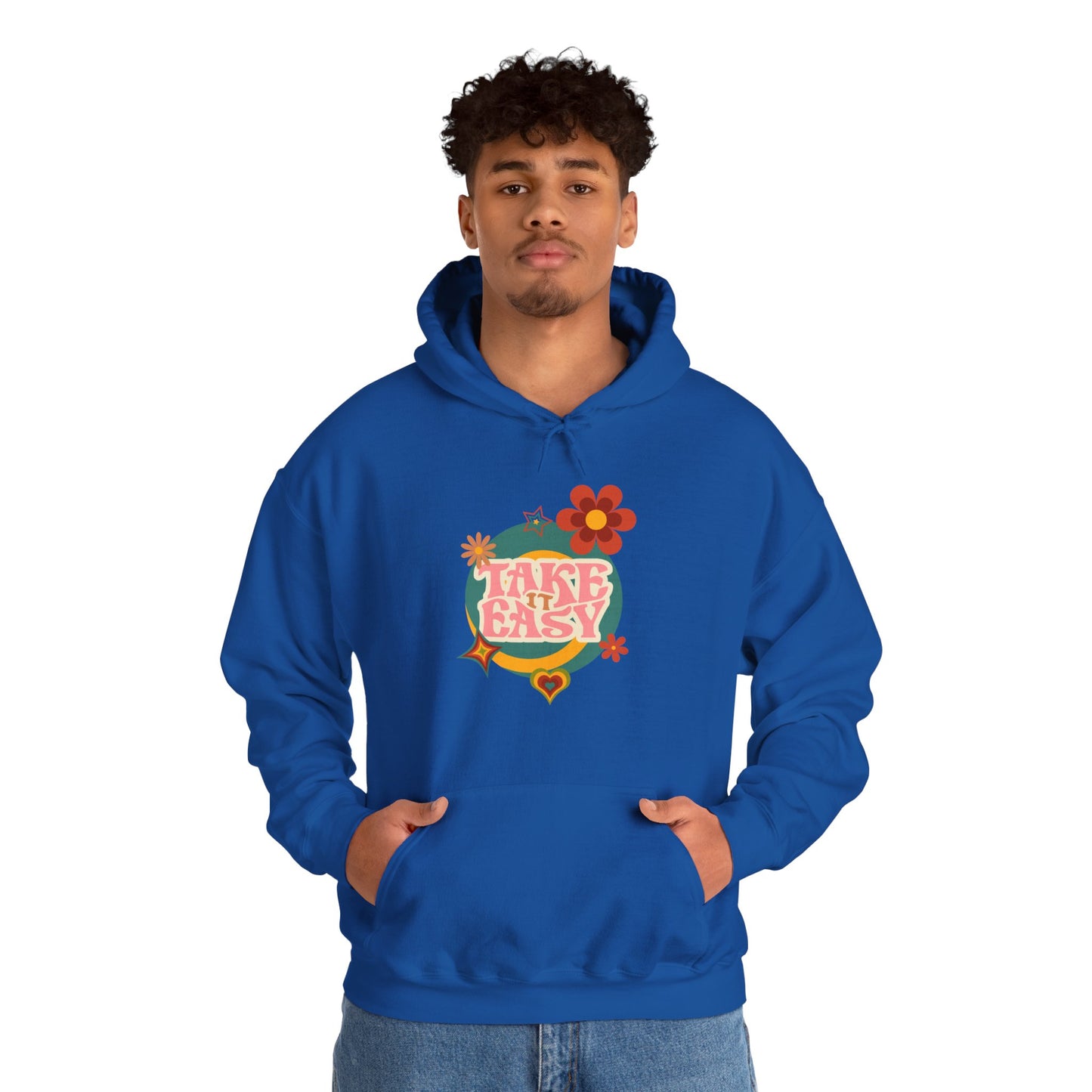 Unisex Heavy Blend™ Retro Vibes Take It Easy Hooded Sweatshirt